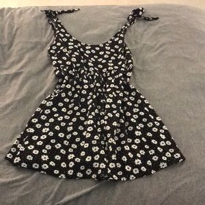 Black fit & flare skirt with white flowers